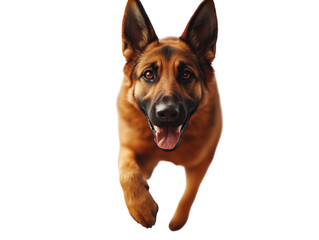 Obraz premium Energetic German shepherd dog running towards the camera, joyful expression. PNG transparent.