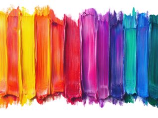 Colorful paint strokes on white background PNG transparent.