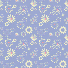 flower floral seamless repeat pattern. this is a  blue pink off white flower vector illustration. Design for decorative, wallpaper, shirts, clothing, tablecloths, wrapping, texture, textile, fabric  