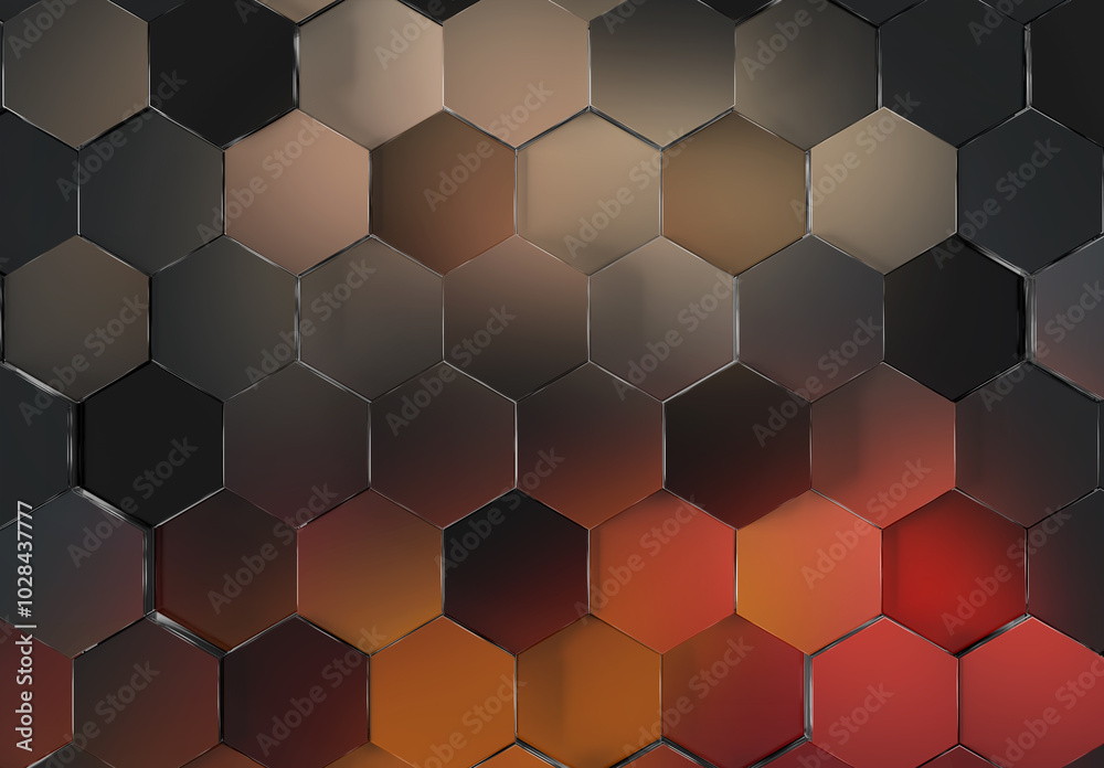 Aufkleber Colorful glossy hexagons background pattern. Abstract hexagonal gradient texture. 3D rendering