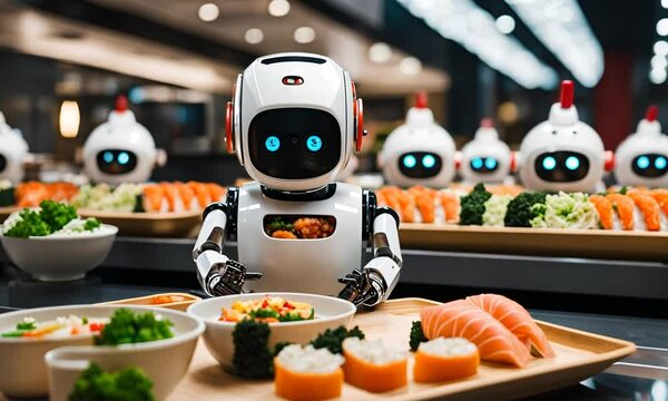 Robot in a sushi restaurant.