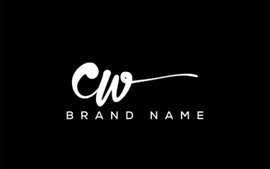 CW letter beauty handwriting vector logo.