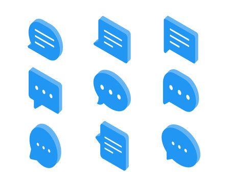 Set of isometric bubble chat vector icon.