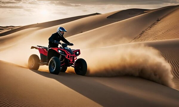 Driving a quad in the desert.