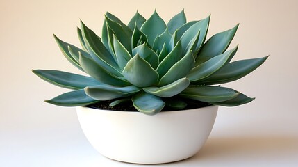 Lush Green Succulent Plant Thrives in Elegant White Bowl