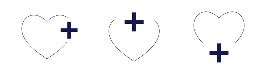 Heart and Cross Symbol Fusion Logos Showing Minimalist Visual of Love and Healing in Three Stages