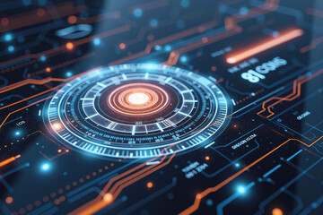 Fototapeta premium Futuristic cryptocurrency mining software displaying 81 coins