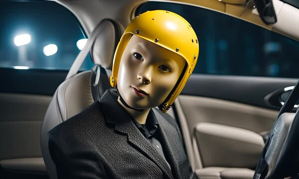Dummy in a car crash test.