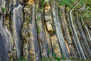 Partial view of the flysch in the area of Peine del Viento in Donostia, San Sebastian