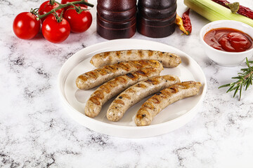 Grilled natural organick white sausages