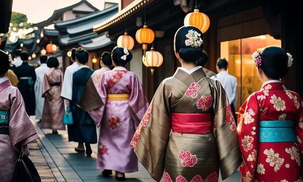 Japanese woman in kimono in Kyoto.