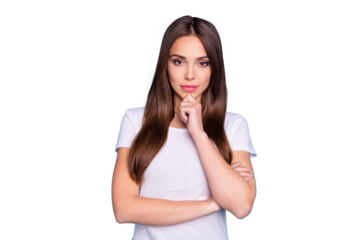 Portrait of her she nice-looking attractive lovely lovable content gorgeous fascinating straight-haired girlfriend thinking isolated over bright vivid shine blue green teal turquoise background