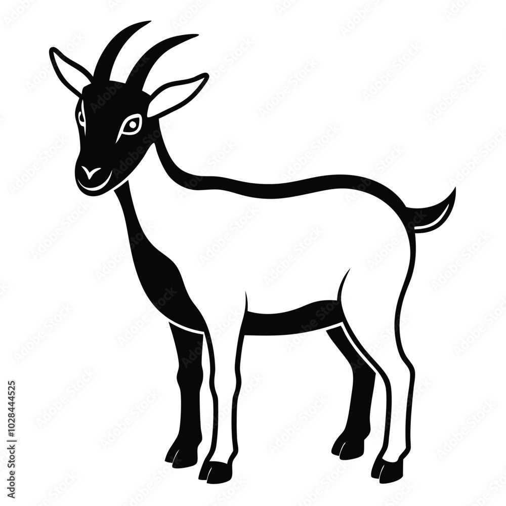 Sticker Minimalist Goat Line Art Drawing.