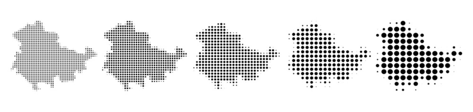 Thuringia Map halftone in different sizes