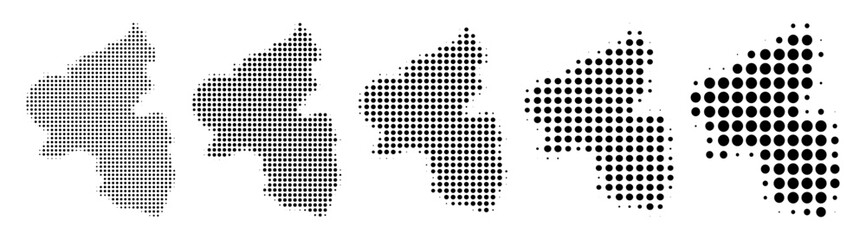Rhineland-Palatinate Map halftone in different sizes