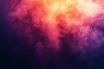 Abstract banner template with smog effect background. Smoke, fog or dust with color gradient coral to magenta.