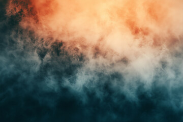 Abstract banner template with smog effect background. Smoke, fog or dust with color gradient coral to grey.