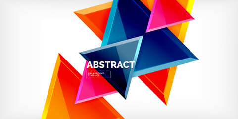 Abstract background - colorful triangles with 3d effect. Vector Illustration For Wallpaper, Banner, Background, Card, Book Illustration, landing page