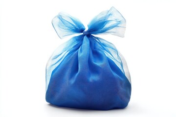Obraz premium Blue Gift Bag. Isolated Container for Celebration with Colorful Blue Tones