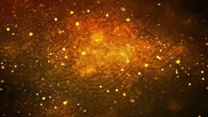 Naklejka premium Arabic calligraphy wallpaper on a wall with a brown background and old paper interlacing. Translating 