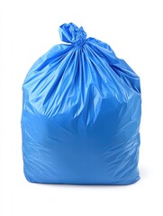 Fototapeta premium Blue Plastic Bag. Isolated Trash Bag for Plastic Waste in White Background