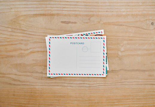 Mockup Of Small Pile Of Postcards