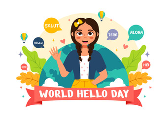 World Hello Day Vector Illustration on November 21 with Speech Bubbles Displaying Greetings in Multiple Languages from Around the in a Background