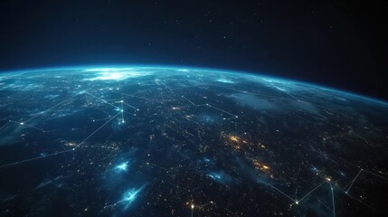 A global network connection over the planet earth.