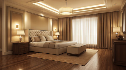 Black and White Bedroom with King Size Bed