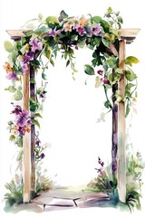 watercolor wedding arch on white background 