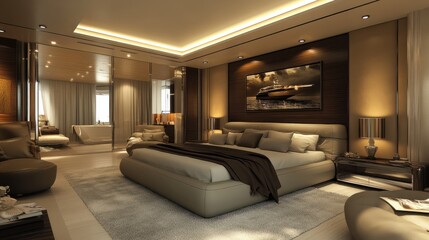 A modern style bedroom.