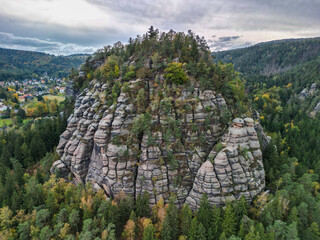 Sandstone rocks in the Oybin resort in the Zittauer Mountains