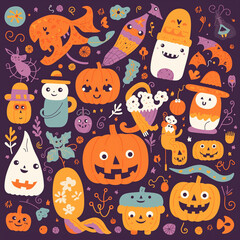 Obraz premium halloween seamless pattern