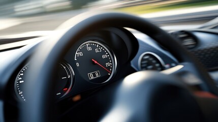 Close-up of a Car's Speedometer Displaying 8 mph
