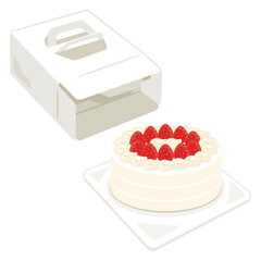 苺のホールケーキと箱セット