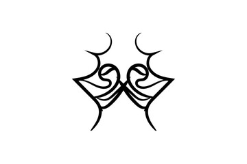 A detailed tribal tattoo design featuring two intertwined arms, showcasing intricate patterns and bold lines