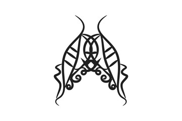 A monochrome illustration of a butterfly, highlighting its elegant wings and fine details in a black and white style       