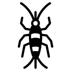 Silhouette of a Silverfish Insect on White Background