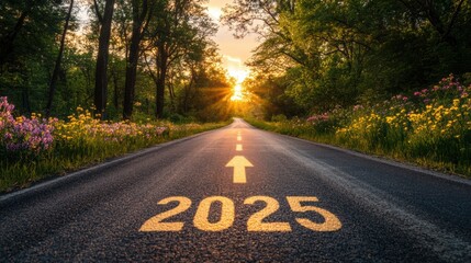 road to 2025 new year, new year path, resolution, path to new year 2025