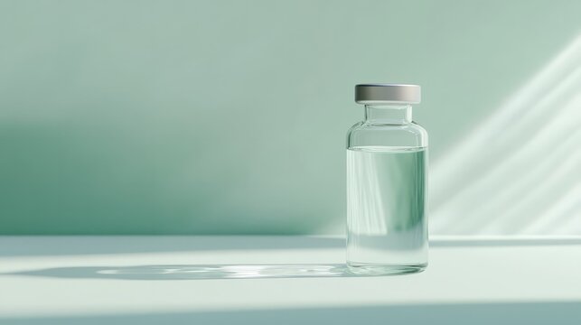 Intravenous potassium chloride solution in clear vial. Minimalist background