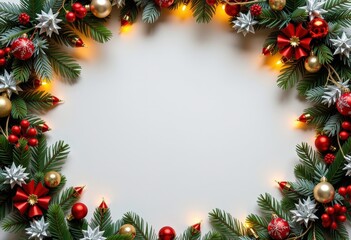 christmas frame with holly berries