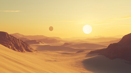 Fototapeta premium The landscape of an unknown planet looks like a desert