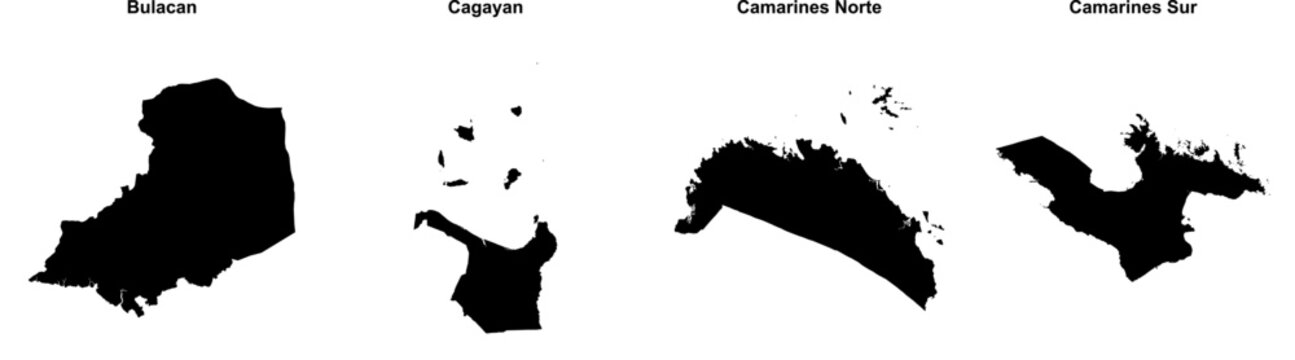 Bulacan, Cagayan, Camarines Norte, Camarines Sur outline maps