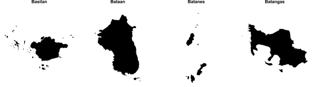 Basilan, Bataan, Batanes, Batangas outline maps