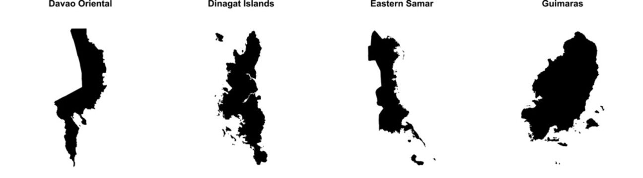 Davao Oriental, Dinagat Islands, Eastern Samar, Guimaras outline maps