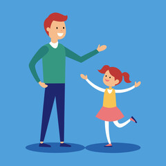 dad shows tricks to his daughter