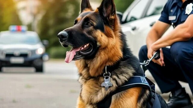 german shepherd dog on the street