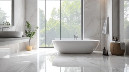 Fototapeta premium modern bathroom with clean design and soft marble