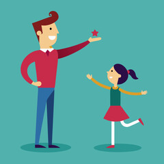 dad shows tricks to his daughter