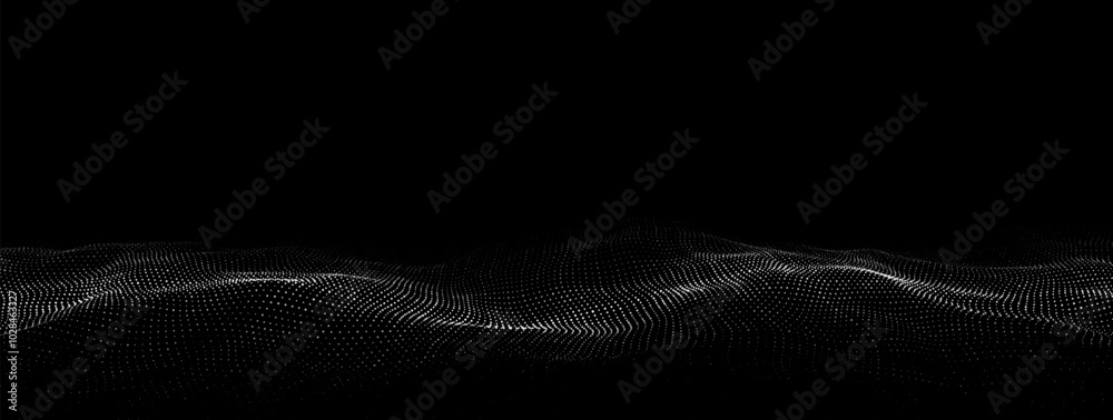 Poster wave of particles. digital wave background concept. abstract technology background. big data visuali